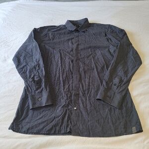 G-Star Men's 2XL Black Check Plaid Dress Shirt Long Sleeve